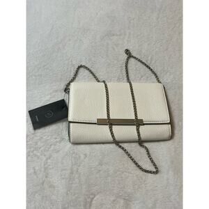 Small Clutch Purse Summer Crossbody Bag with Chain Strap NWT Off White 8 inch